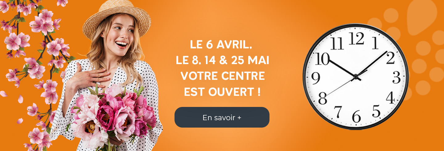 Votre centre commercial Aushopping Maurepas Pariwest est ouvert le 6 avril ainsi que les 8, 14 et 25 mai 2026.