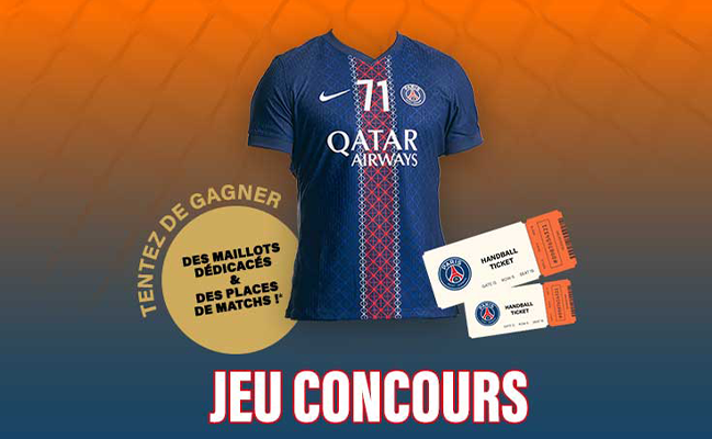 jeux concours pour gagner des places pour voir les matchs du PSG HAND avec AUSHOPPING